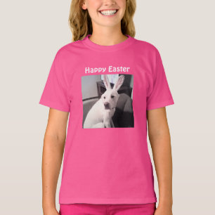 T-shirt Photo du chien mignon portant les oreilles lapin d