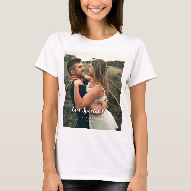 T-shirt Photo du jour de mariage personnalisé (Devant)