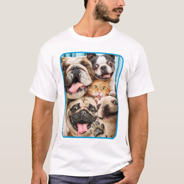 T-shirt Photo d'un groupe de chiens et de chats (Devant)