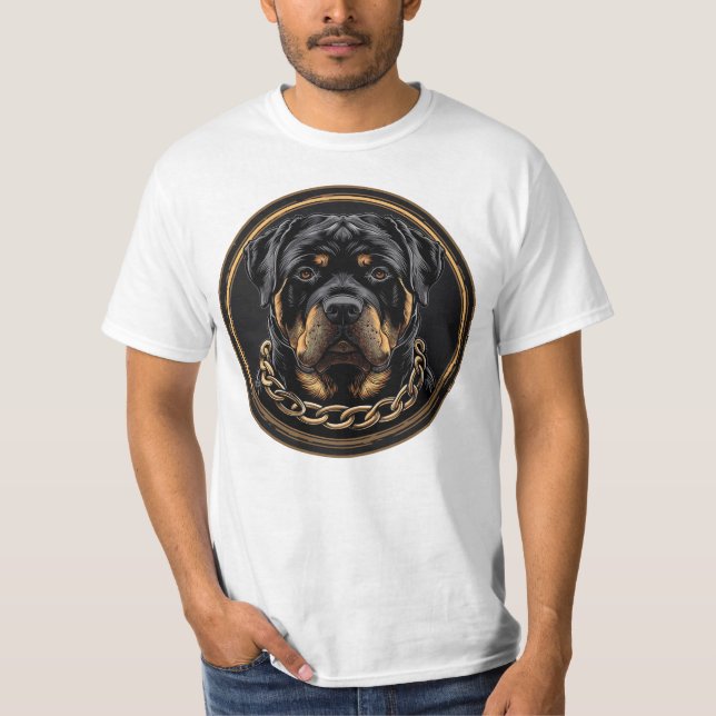 T-shirt photo d'un Rottweiler avec col (Devant)