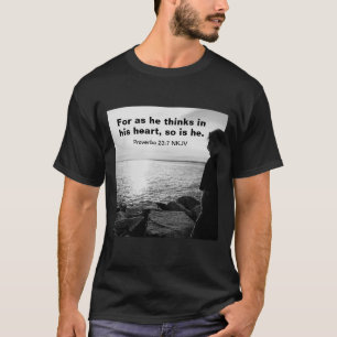 T-shirt Photo en noir et blanc de la Bible Verse de Mer et