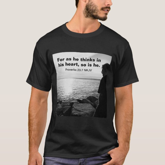 T-shirt Photo en noir et blanc de la Bible Verse de Mer et (Devant)