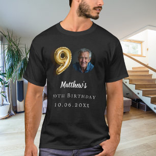 T-shirt photo en or noir 90e anniversaire