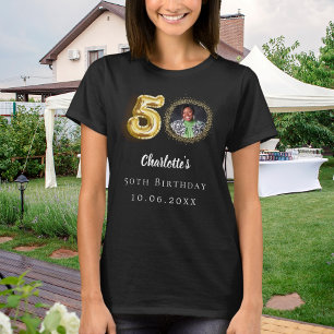 T-shirt photo en or noir à 50e anniversaire