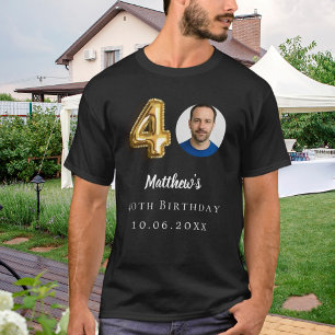 T-shirt photo en or noir de 40e anniversaire