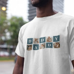 T-shirt Photo et cadeaux de papa vert et de collage modern<br><div class="desc">Un collage moderne photo pères est un cadeau personnalisé qui combine plusieurs photos d'un père ou d'une figure paternelle d'une manière créative et élégante. Il s'agit de sélectionner plusieurs images significatives et de les arranger dans un format de collage, souvent avec des conceptions qui se chevauchent ou ressemblent à une...</div>