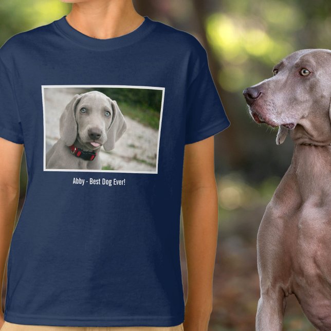 T-shirt Photo et nom du chien Weimaraner personnalisé (Créateur téléchargé)