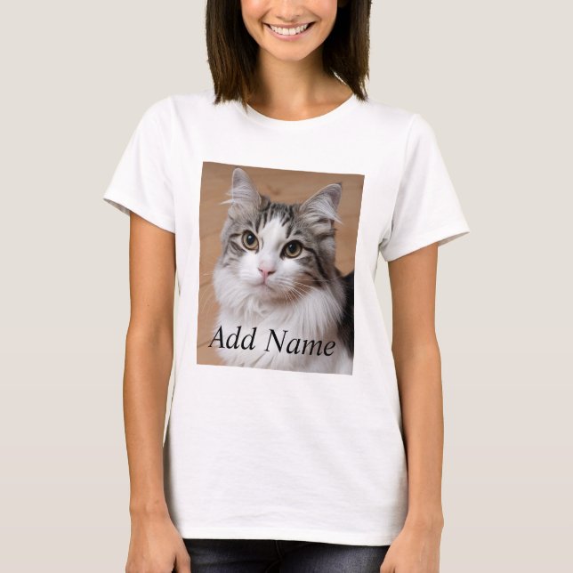 T-shirt Photo et nom personnalisés de l'Amoureux des chats (Devant)