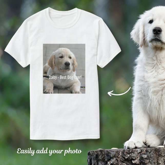 T-shirt Photo et nom personnalisés Golden Retriever Dog (Créateur téléchargé)