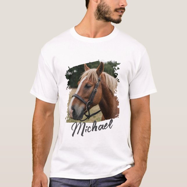 T-shirt Photo et texte du Cheval personnalisé tendance mod (Devant)