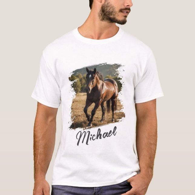 T-shirt Photo et texte du Cheval personnalisé tendance mod (Devant)