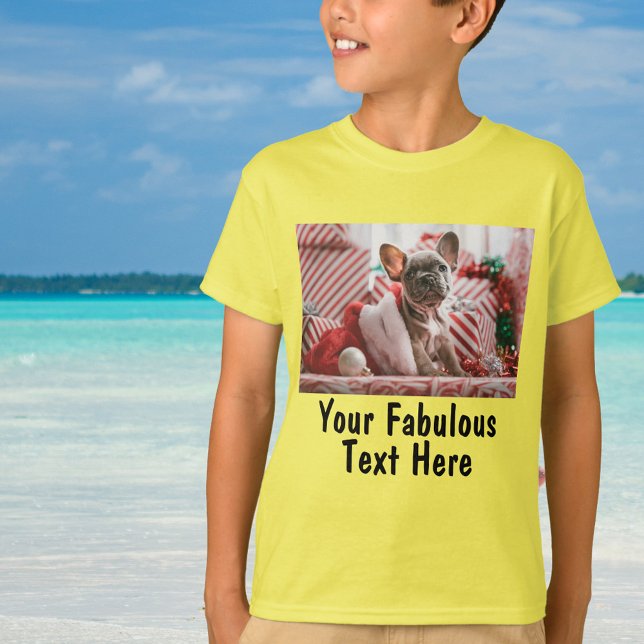 T-shirt Photo et texte personnalisés Jaune neutre pour le  (Create your own gender neutral kids t-shirt!)