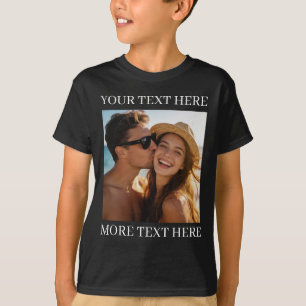T-shirt Photo et texte personnalisés Noir