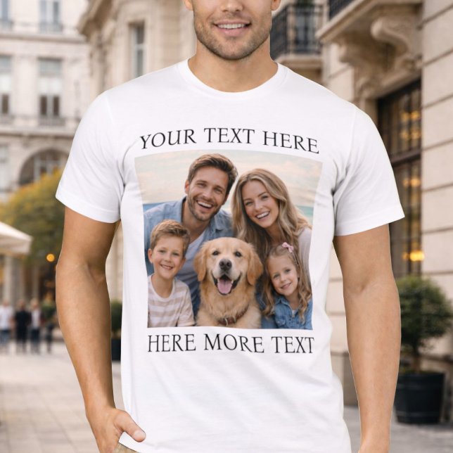 T-shirt Photo et texte personnalisés ou nom élégant Serif (Créateur téléchargé)