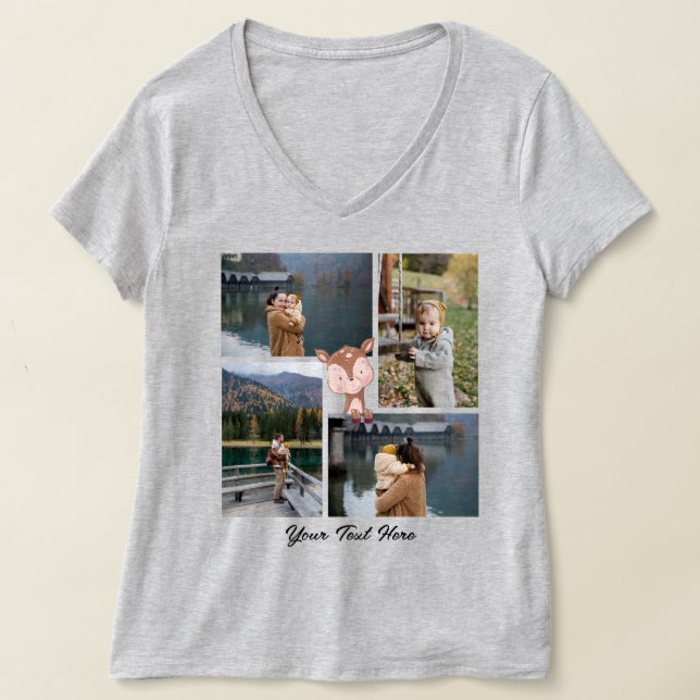 T-shirt Photo Familiale Personnalisée / Texte Cute Animal  (Poser)