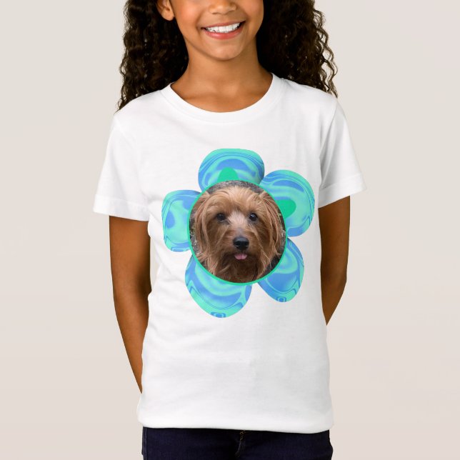 T-Shirt Photo Fleur Turquoise Personnalisée (Devant)