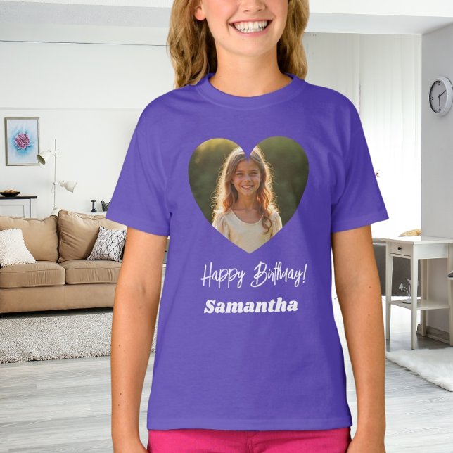 T-shirt Photo heart name birthday girl purple (Créateur téléchargé)