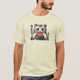 T-shirt Photo japonaise Cat Watermelon - Eclectique
