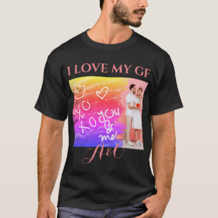 T-shirt Photo Love My Girl Friend XOXO Rainbow Watercolor