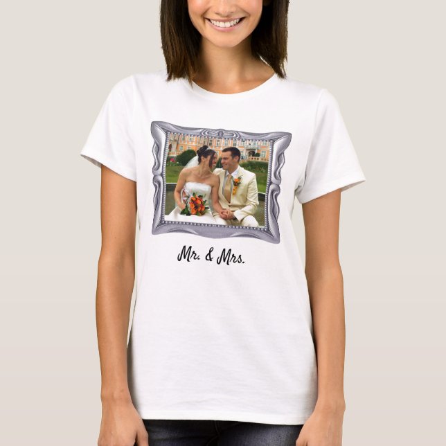 T-shirt Photo Mariage Couple Fancy Silver Frame Femmes (Devant)