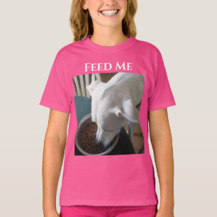 T-shirt Photo mignonne de chien affamé qui ne peut pas att