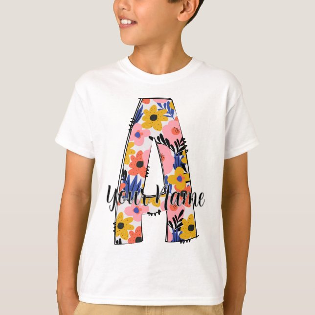T-shirt photo modifiable Lettres alphabet A personnalisées (Devant)