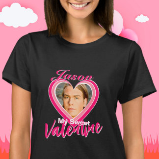 T-shirt Photo Mon Doux Valentin Cœurs Nom Petit Ami