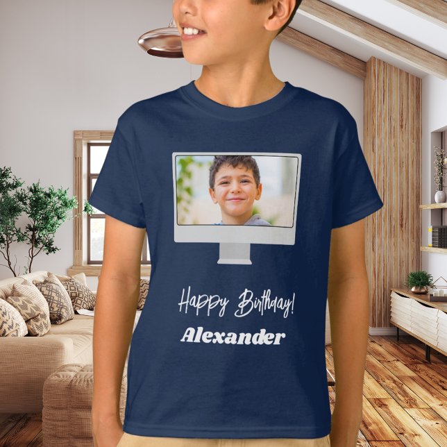 T-shirt Photo name birthday boy blue (Créateur téléchargé)