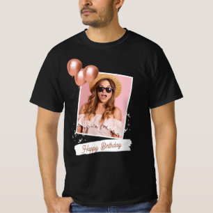 T-Shirt photo noir et blanc Joyeux Anniversaire