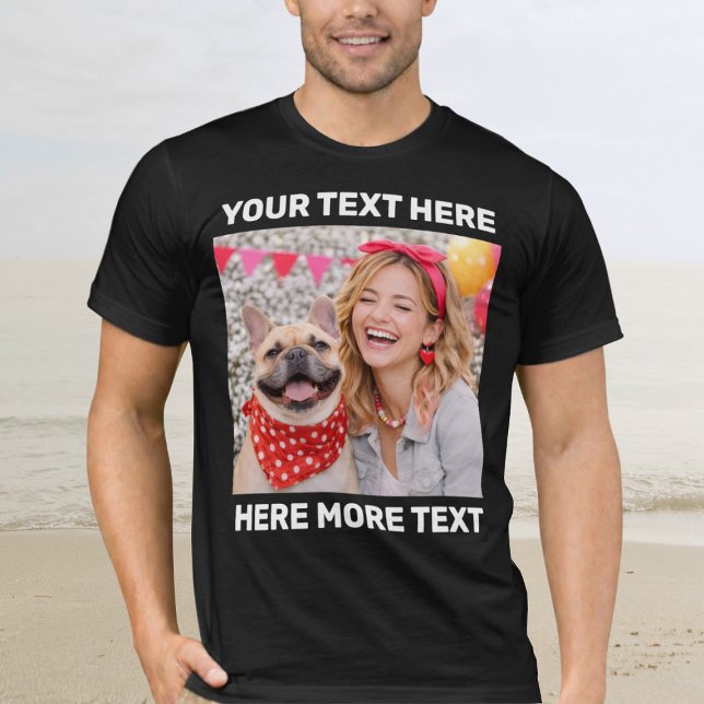 T-shirt Photo personnalisé et texte ou nom Bold San Serif (Créateur téléchargé)