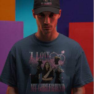 T-shirt Photo personnalisé J'aime ma copine Bootleg vintag