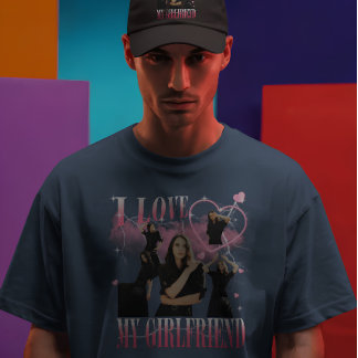 T-shirt Photo personnalisé J'aime ma copine Bootleg vintag