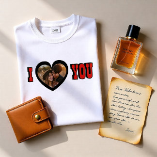 T-shirt Photo personnalisé Je t'aime Cœur Saint-Valentin H