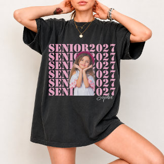 T-shirt Photo personnalisé Senior 2027 Diplômé personnalis