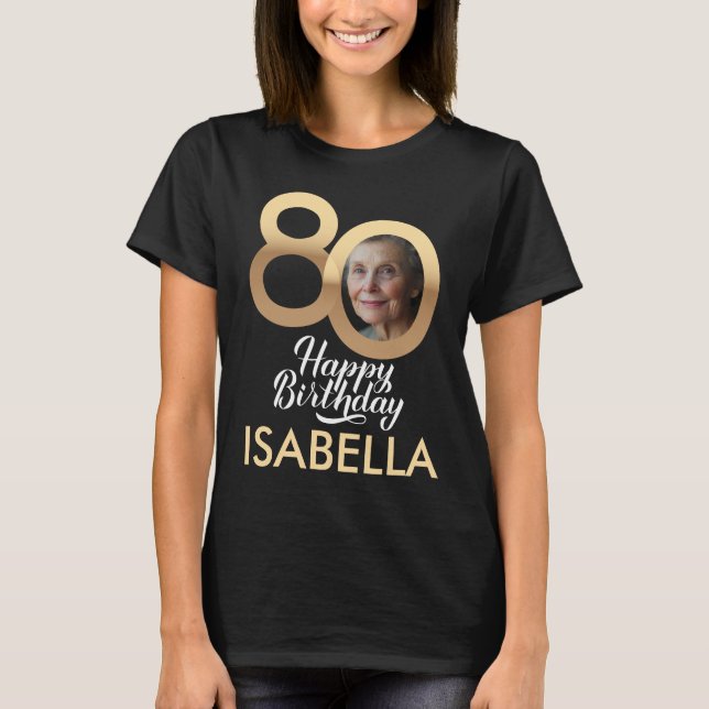 T-shirt Photo personnalisée 80e anniversaire Photo personn (Devant)