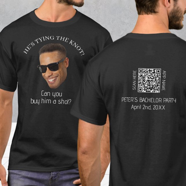 T-shirt Photo Personnalisée Achetez-Lui Une Fête De Bachel (Custom Photo Buy Him A Shot Bachelor Party T-Shirt
)