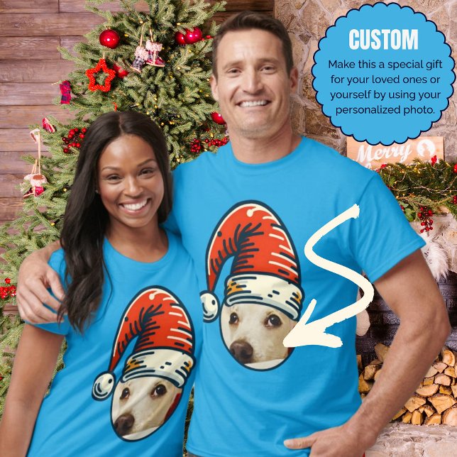 T-shirt Photo personnalisée de Noël Père Noël (Custom Christmas Santa Personalized Photo T-Shirt)