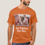 T-shirt Photo personnalisée et texte orange<br><div class="desc">Photo personnalisée et texte tendance Boho Orange T-shirt</div>