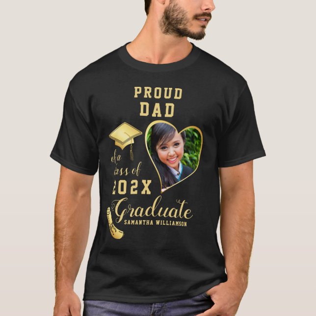 T-shirt Photo personnalisée Fier Papa Classe de 2025 Gradu (Devant)