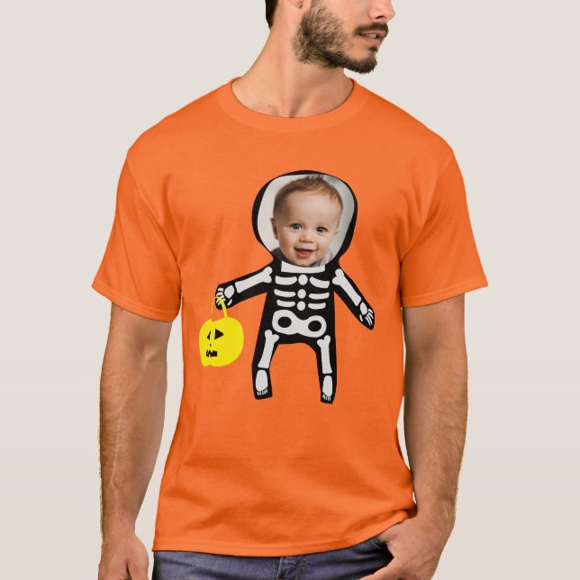 T-shirt Photo personnalisée Halloween squelette astuce ou  (Devant)
