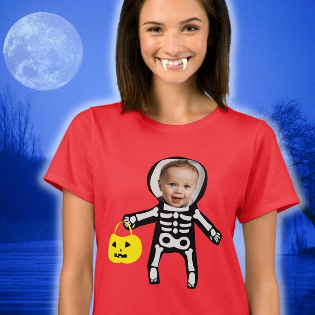 T-shirt Photo personnalisée Halloween squelette astuce ou  (Créateur téléchargé)