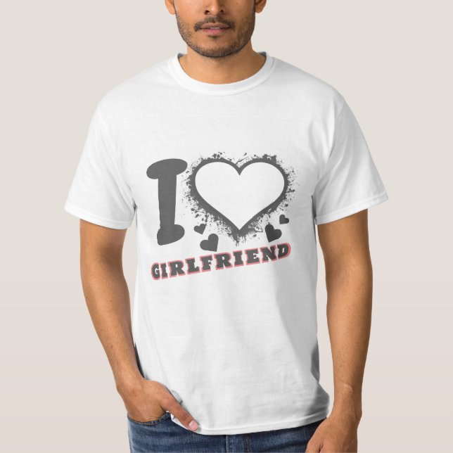 T-shirt Photo personnalisée I Love My Girlfriend I heart G (Devant)