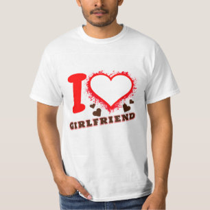 T-shirt Photo personnalisée I Love My Girlfriend I heart G