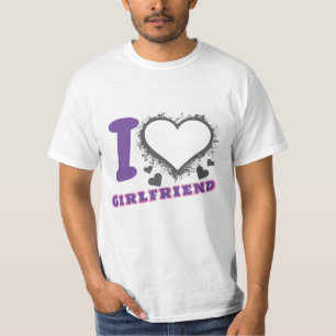 T-shirt Photo personnalisée I Love My Girlfriend I heart G