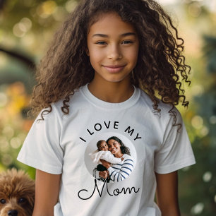 T-Shirt Photo personnalisée J'aime ma mère Fête de la mère