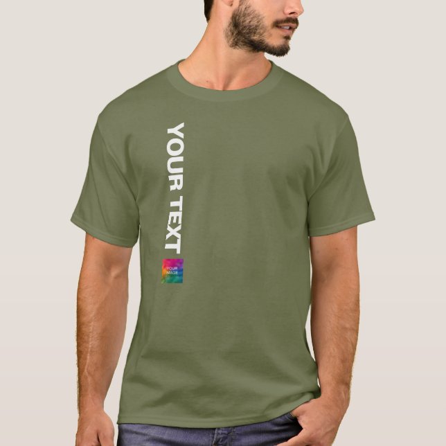 T-shirt Photo Personnalisée Ou Logo Fatigue Green Mens Mod (Devant)