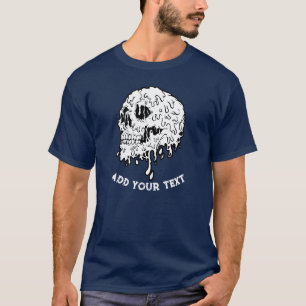 T-shirt Photo personnalisée Skeleton Head Navy Blue