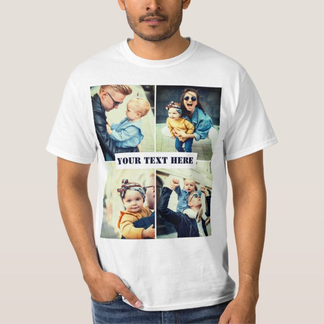 T-shirt Photo personnalisée x4 et texte (Devant)