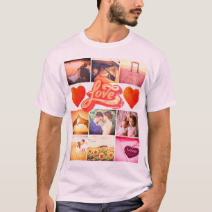 T-shirt Photo personnalisée x9 rétro coeur rouge amour T-s