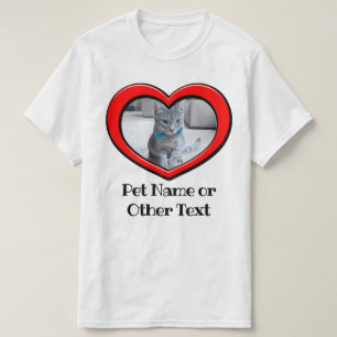 T-shirt Photo Pet Personnalisé Cadre Coeur Love Dog Cat